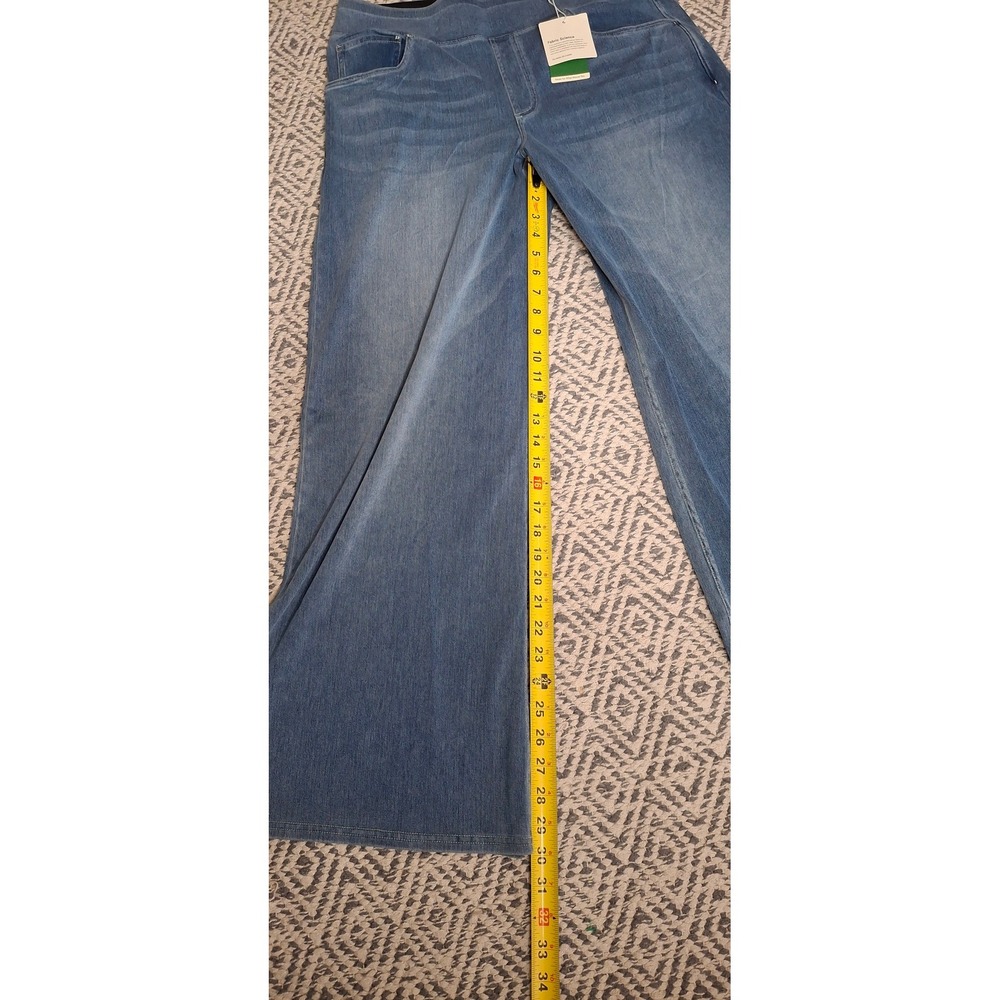 Halara Wide Leg Denim Jeans XL Regular Blue High Waisted Pull On Stretch - Picture 7 of 11